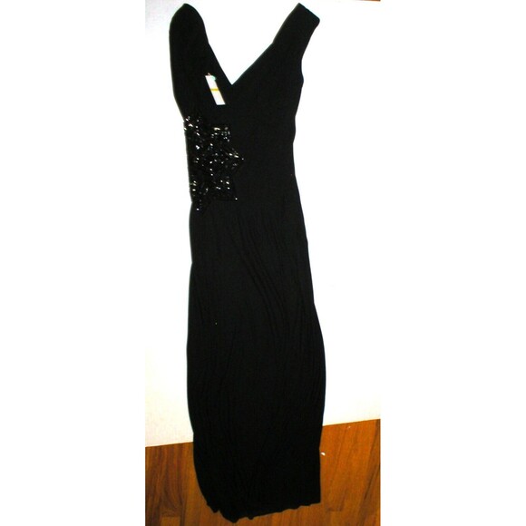 New Womens 2 NWT Designer Dress USA Diane Von Furstenberg Black Gown Long Beads - Picture 9 of 10